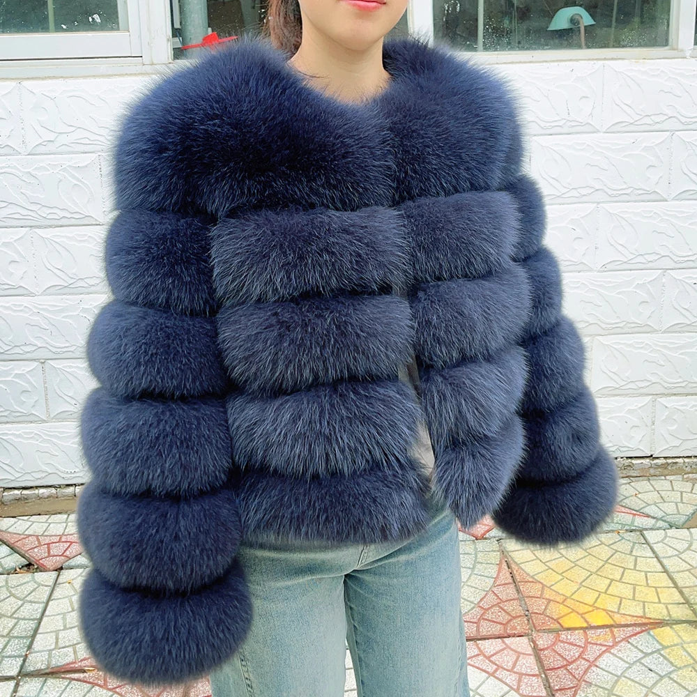 QUEENTINA Fuchspelzmantel Echt Winter Damen Neue Mode Flauschig 2025 Leder und Haut Weiße Kleidung Natürlich Neu in Mäntel und Jacken