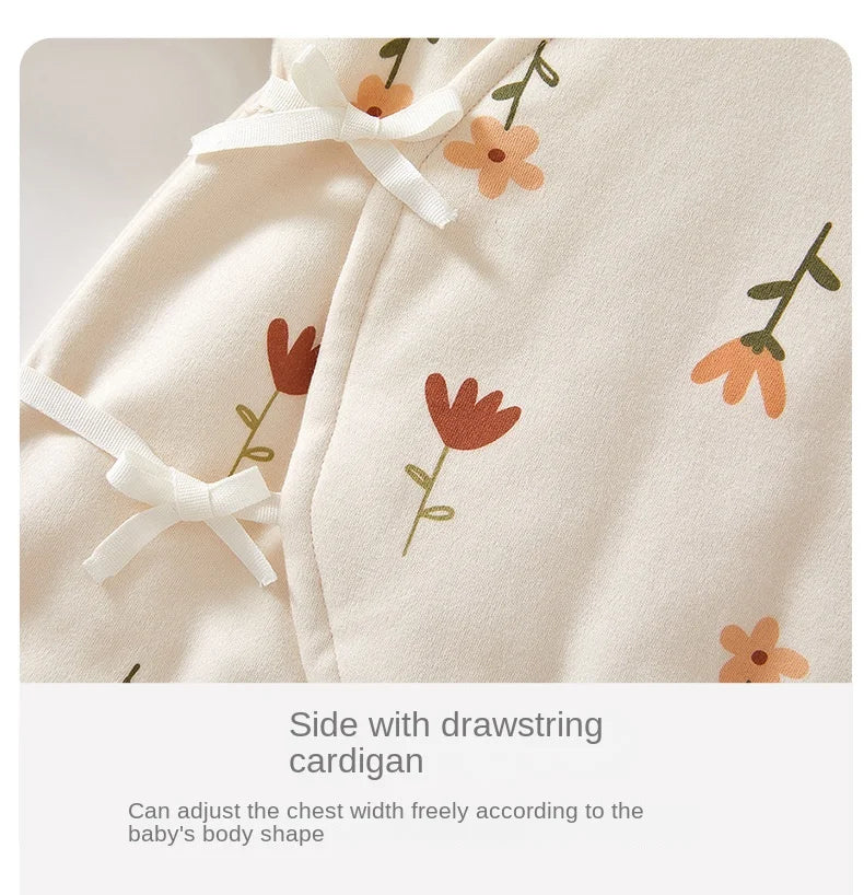 Neugeborene Schmetterlings kleidung Kletter kleidung verdickt Doppels chicht warme Baumwolle bedruckte Mönchs kleidung Herbst und Winter.