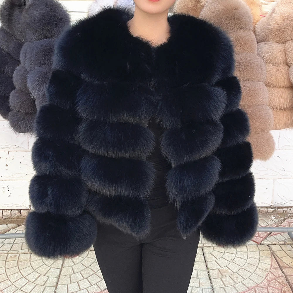 QUEENTINA Fuchspelzmantel Echt Winter Damen Neue Mode Flauschig 2025 Leder und Haut Weiße Kleidung Natürlich Neu in Mäntel und Jacken