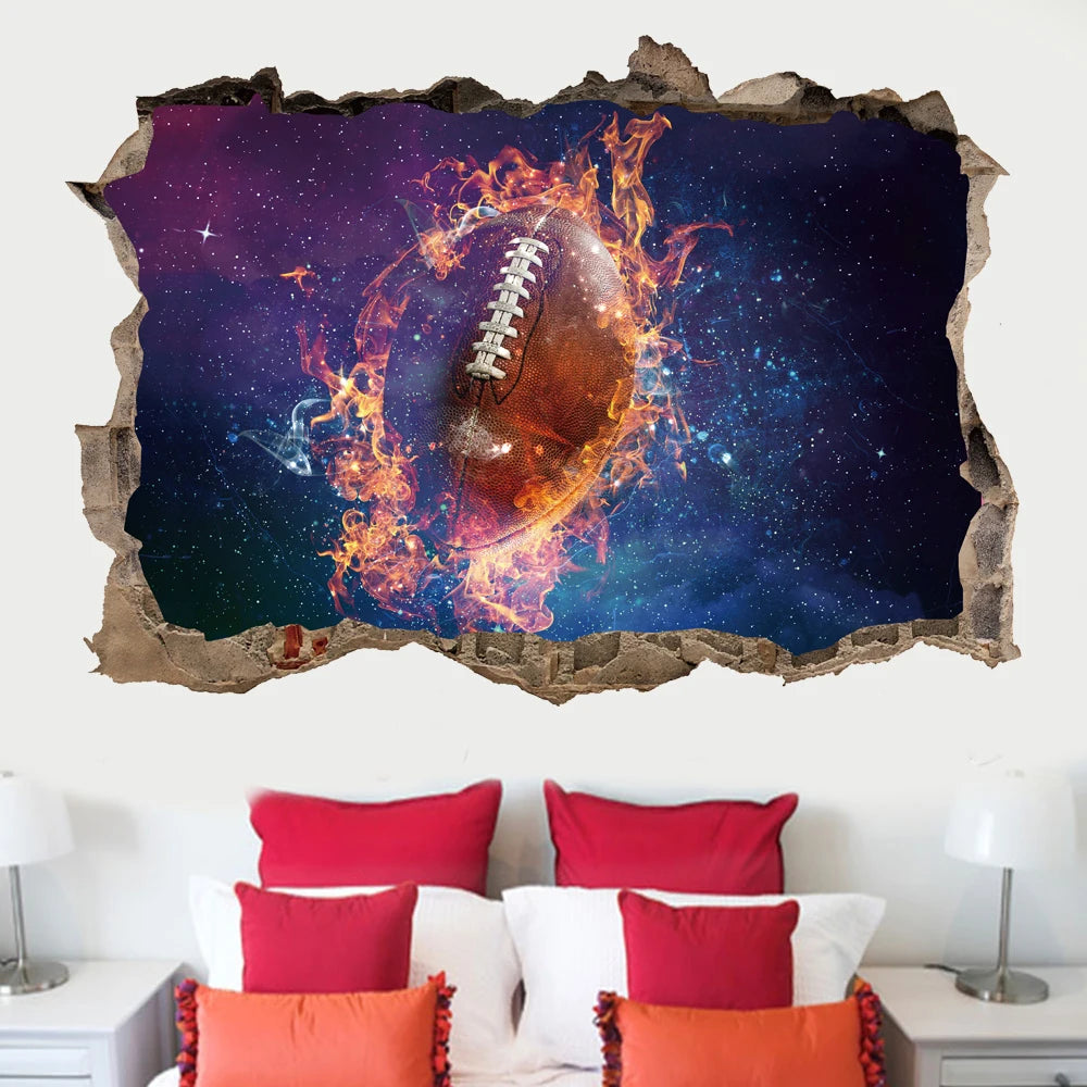 Creative Football PVC Wall Sticker Soccer Personalized Name Wall Decals For Kids Boys Room Mural Bedroom Decor Poster Art
