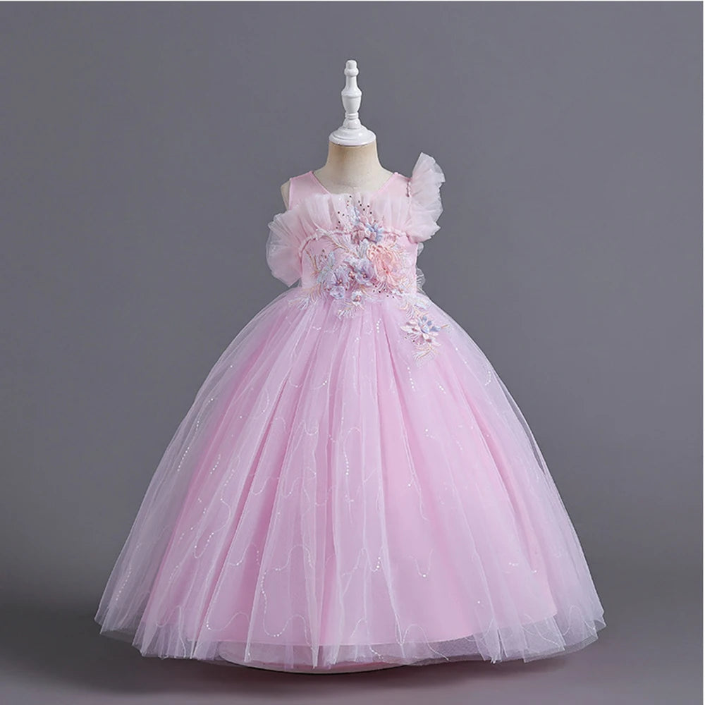 HETISO Kinder Elegantes formelles Kleid Mädchen Blume Prinzessin Party Abendkleid Geburtstag Festliches Neujahrskleid für Kinder 12 14 Jahre.