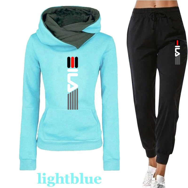 Frühling Und Herbst Frauen Hoodie Trainingsanzug 2-teiliges Set Sweatshirt Set Casual Tops Sport Lange Hosen Weibliche Plus Größe Vetement