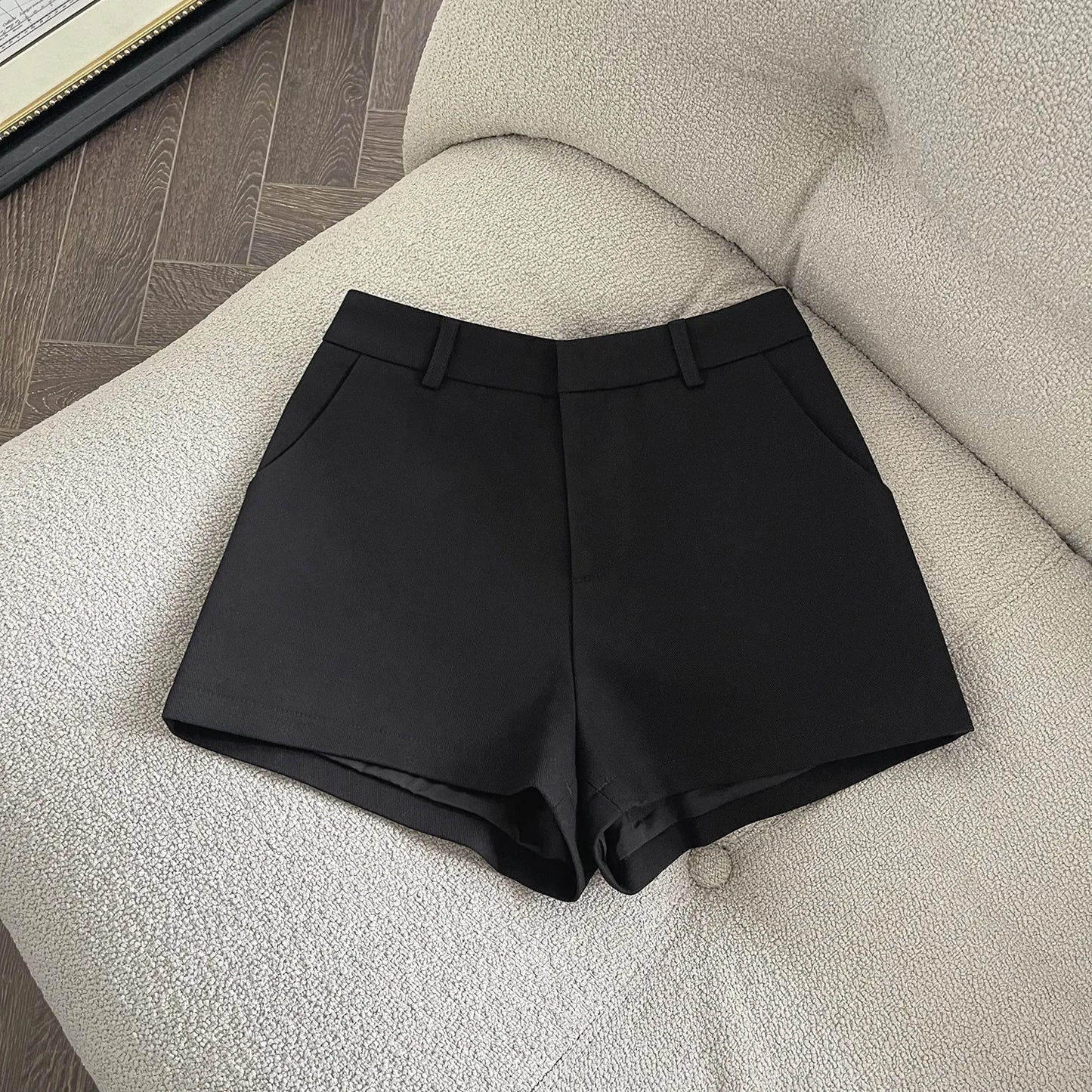 Elegant Solid A-Line Wide Leg Shorts Fashion Women 2025 New Summer High Waist Korean Pants Casual Office Lady Commute Outfits.