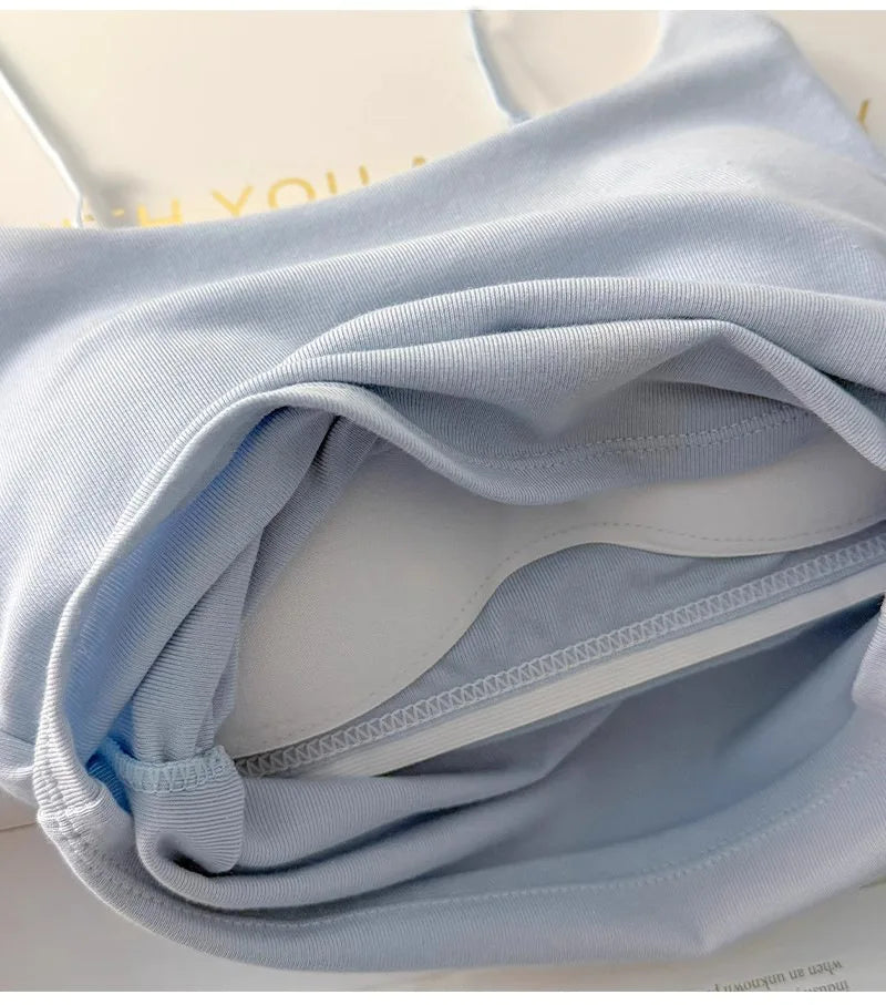 Einfarbiger Pyjama mit Brustpolstern, gestreifte Shorts für Damen, Sommer, dünne Leibchen-Shorts, Loungewear, großer Pyjama, zweiteiliges Set
