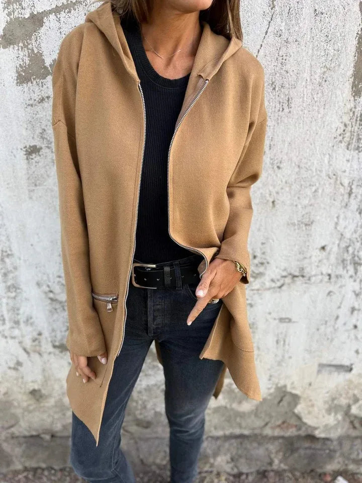 Herbst Winter Casual Zipper Mit Kapuze Jacke Frauen Langarm Strickjacke Mantel frauen Windjacke Beiläufige Gerade Jacken Rote Mäntel