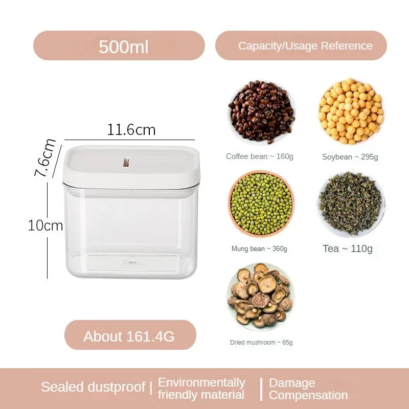 Kitchen Storage Plastic Storage Jar Clear Food Grade Airtight Seal for Kitchen Snacks Cereals Beans Kitchen Storage Organizer