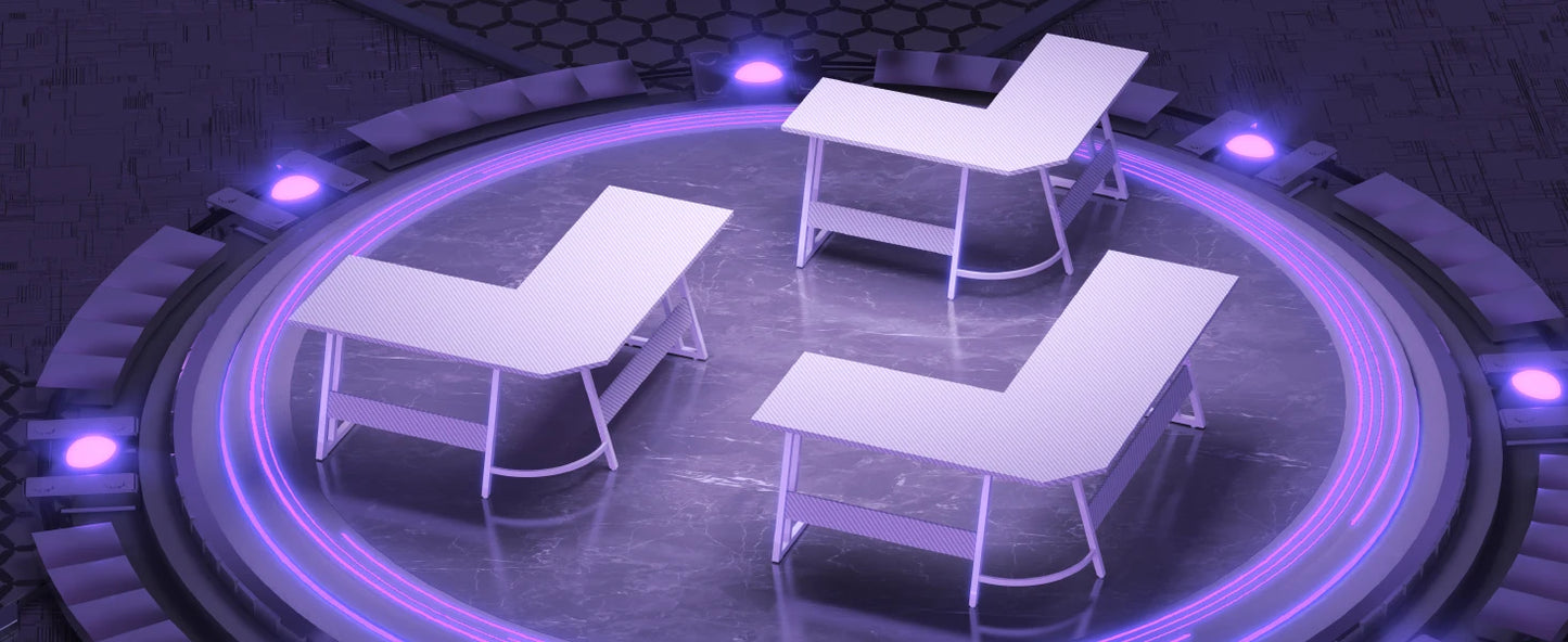 L-Form Gaming-Schreibtisch mit Monitorständer, großer PC-Computertisch für Gamer, Eckschreibtisch, Kohlefase
