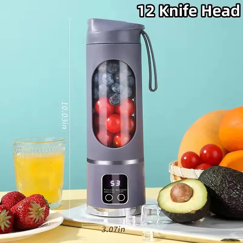 2025 New Household Charging MINI Crushed Ice Electric Juicer Powerful Motor 450ML Large Capacity Digital Display Juice Cup