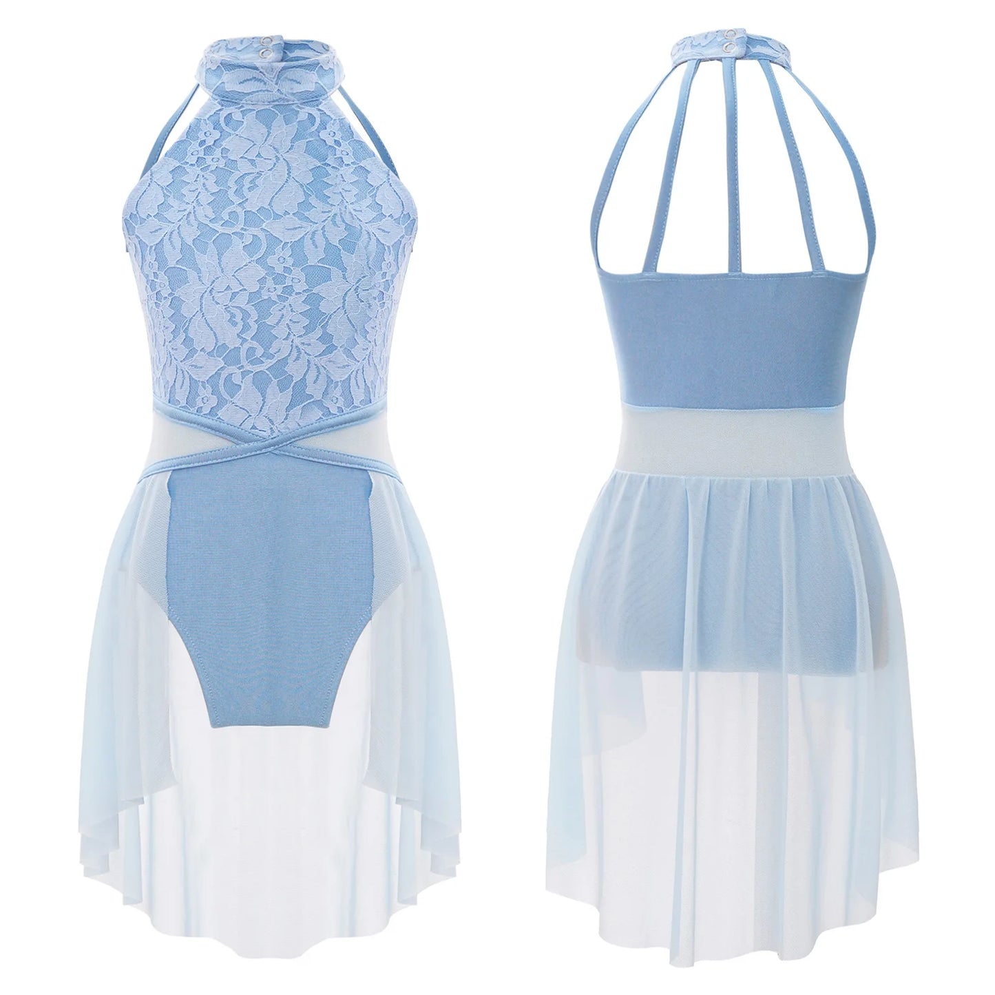 Mädchen Ballett Gymnastik Trikot lyrischen Tanz kleid ärmellose florale Spitze Tutu Tanz kleidung für Eiskunstlauf Bühnen performance