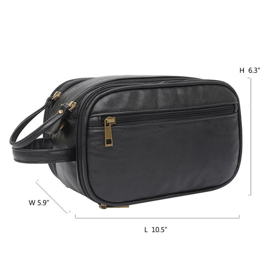 Toiletry Bag for Men, Large Travel Shaving Dopp Kit Water-resistant Bathroom Toiletries Organizer PU Leather Cosmetic Bags.