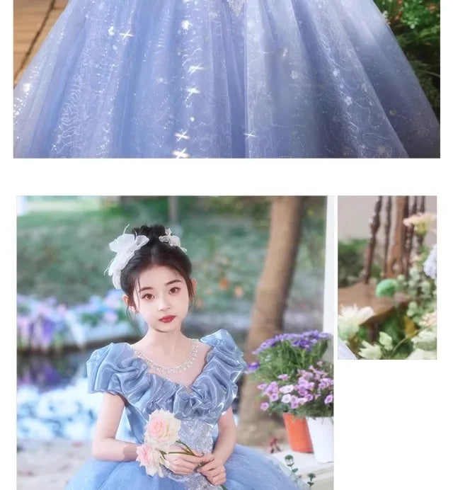 Elegangt Mädchen Abendkleid Luxus Prinzessin Kleid Geburtstag Party Pageant Outfit Kinder Klavier Rezitieren Leistung Formelle Kleidung