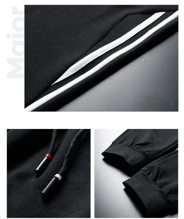 Herren Winter Trainings anzug Set einfarbige Hoodies und Kordel zug Jogging hose Loose Fit Freizeit Sportswear Anzug