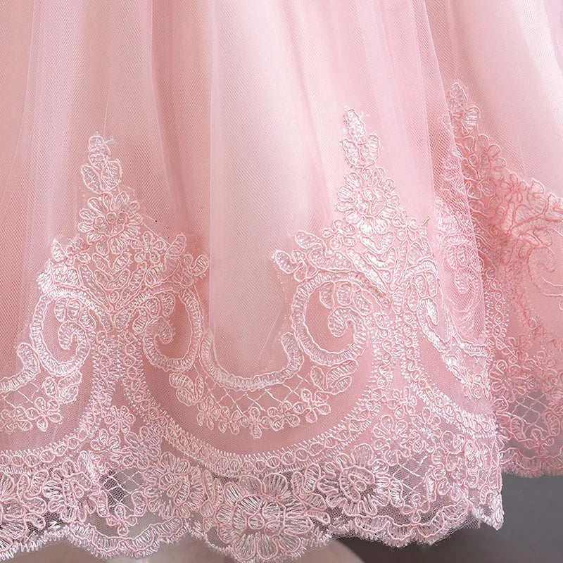 Blumen mädchen Hochzeits kleid lang ärmel ige Spitze Kleid elegante Mädchen Kunst Leistung Prinzessin Kleid Mädchen Karneval Kleidung