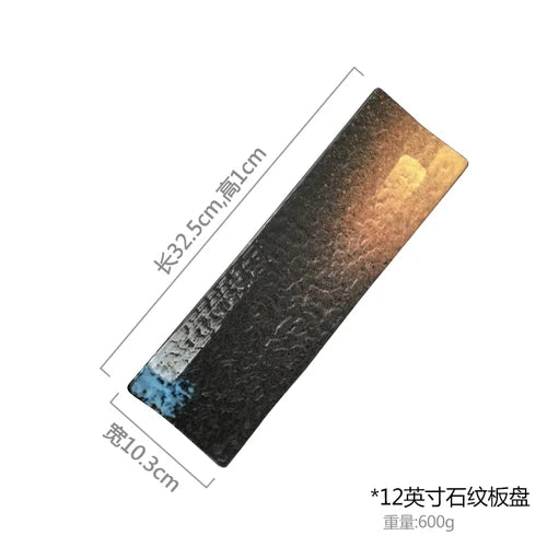Rectangular Sushi Plate Sashimi Plate Cold Dishes Flat Plate Japanese Ceramic Plate Retro Restaurant Long Plate.