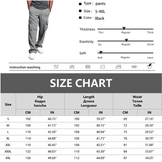 Mens Sweatpants Straight Fit Joggers for Sports and Streetwear Loose Oversized Drawstring Long Pants Men Multi-pocket Pants.