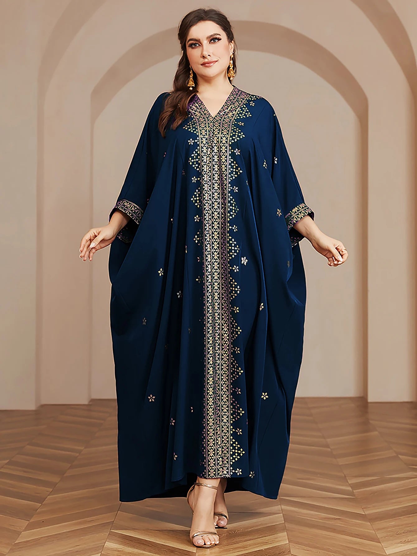 Wow! Langarm-Abaya in Übergröße mit Goldfolie – atemberaubendes arabisches Kleid, steigern Sie Ihren Stil für jede Veranstaltung!