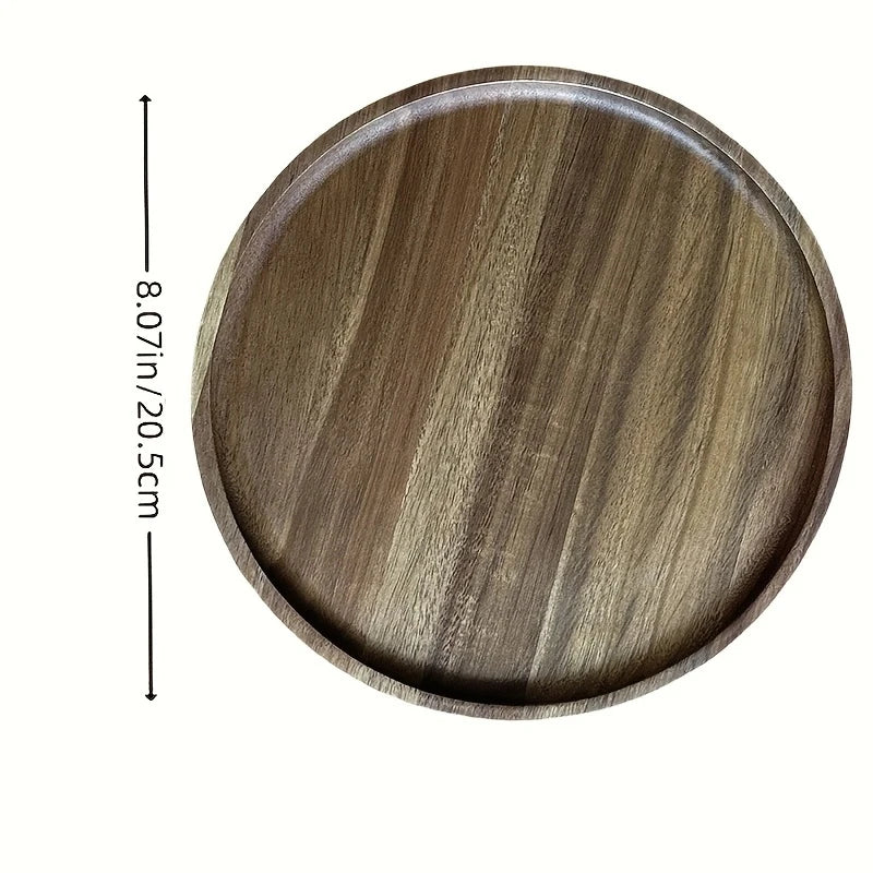 Round Wooden Decorative Serving Tray for Coffee Table and Home Decor, Round Wood Tray for Table Centerpiece, Small Candle Tray.