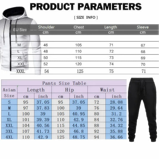 2025 New Men's zippered hoodie + Casual Pants Set for Autumn and Winter fashion Fitness and Warm sportswear Two-piece set.