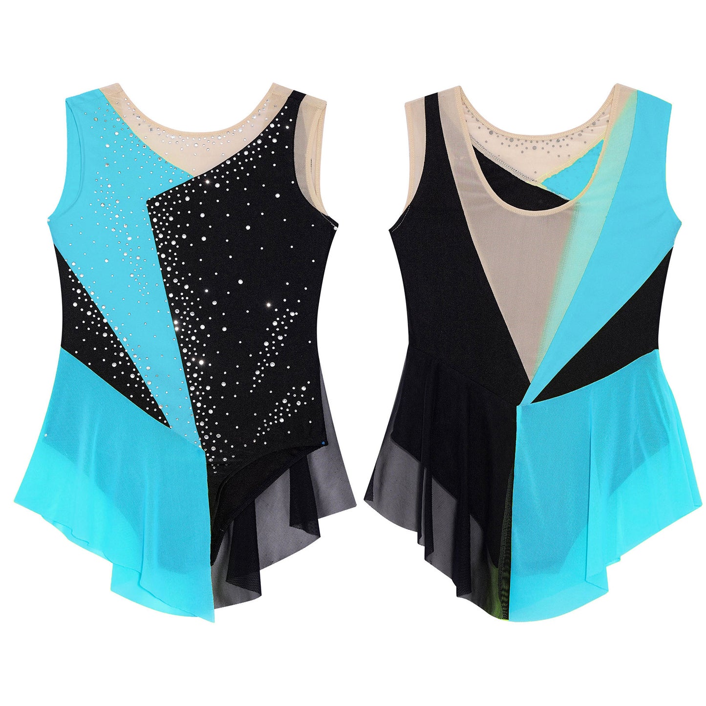 6-16Y Mädchen Ärmelloses Eiskunstlauf Trikot Kleid Ballett Rhythmische Gymnastik Lyrical Dance Body Bühne Leistung Dancewear