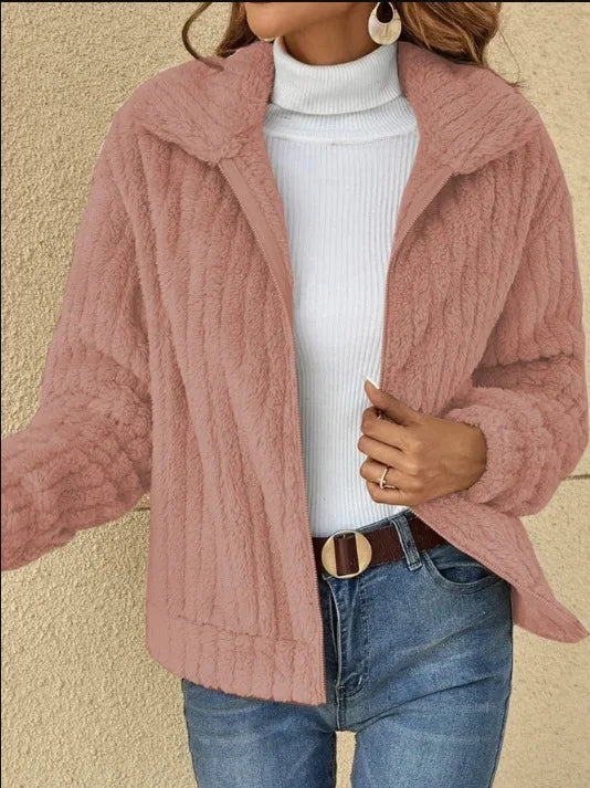 2025, Herbst und Winter, neue Mode, Damenpullover, Mäntel, Übergröße, Fleece-Strickjacke, kurzer Kragen, Tops, Damenbekleidung