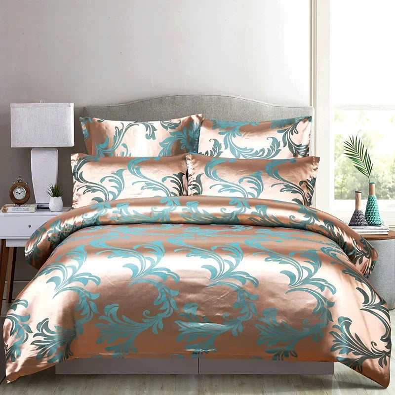 European Satin Jacquard Duvet Cover Set High Quality Smooth and Skin Friendly Comforter Cover Set Summer Bedding Kit for Adults