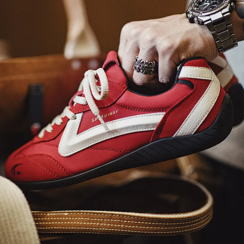 Maden Vintage Patchwork Rot Racing Sneakers Unisex Sommer Atmungsaktive Deutsche Trainer Schuhe Dünne Sohle Casual Lace-Up Sportliche Schuhe