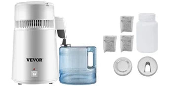 VEVOR 4L Water Distiller Purifier Filter Dispenser Heating Drinking Bottle Softener 304 Stainless Steel Home Appliance for Offic.