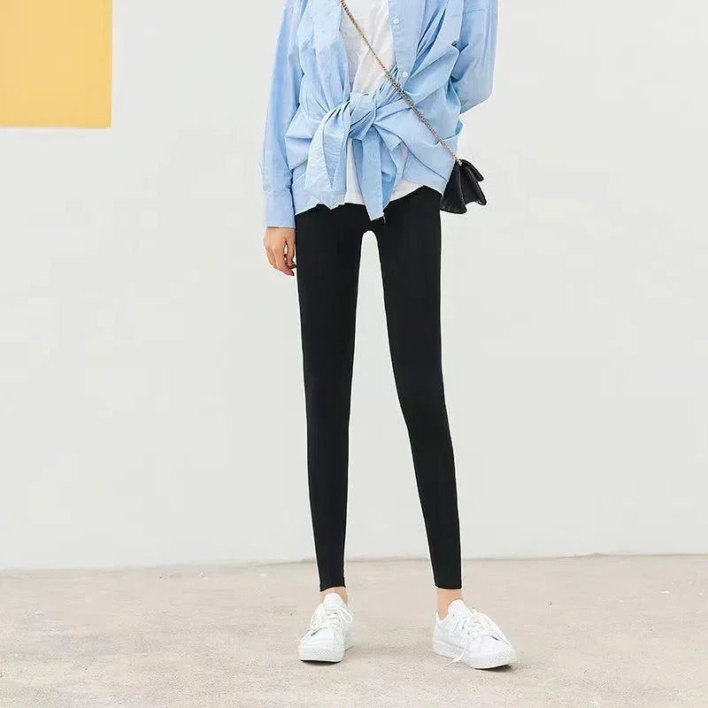 Hoch taillierte, dünne Leggings aus Modal-Baumwolle, Übergröße, Sicherheitshose, elastische Oberbekleidung, Leggings mit mittlerer Taille für Damen