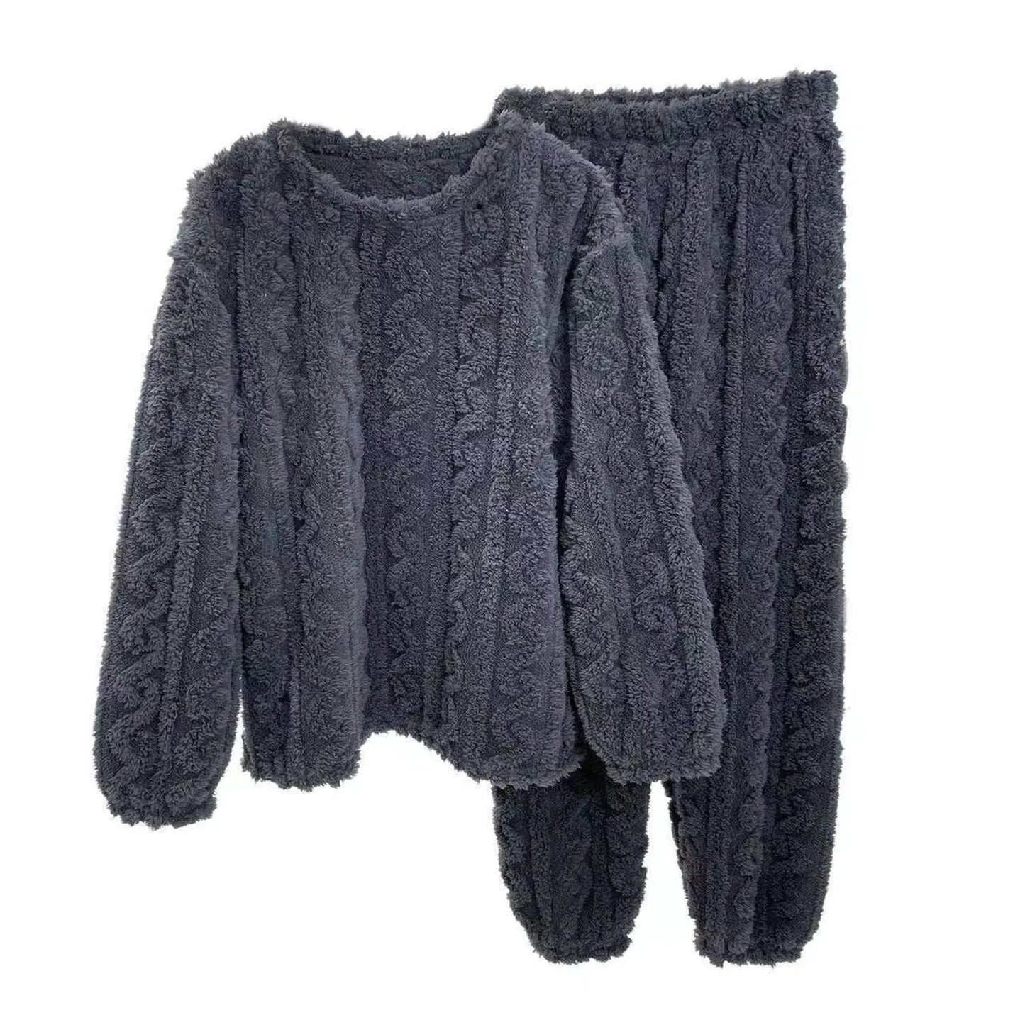 Winter-Pyjama-Set, stilvolles Winter-Pyjama-Set für Damen, warmer Plüsch, 2-teilige Nachtwäsche, bequeme Pullover-Hose für den Herbst
