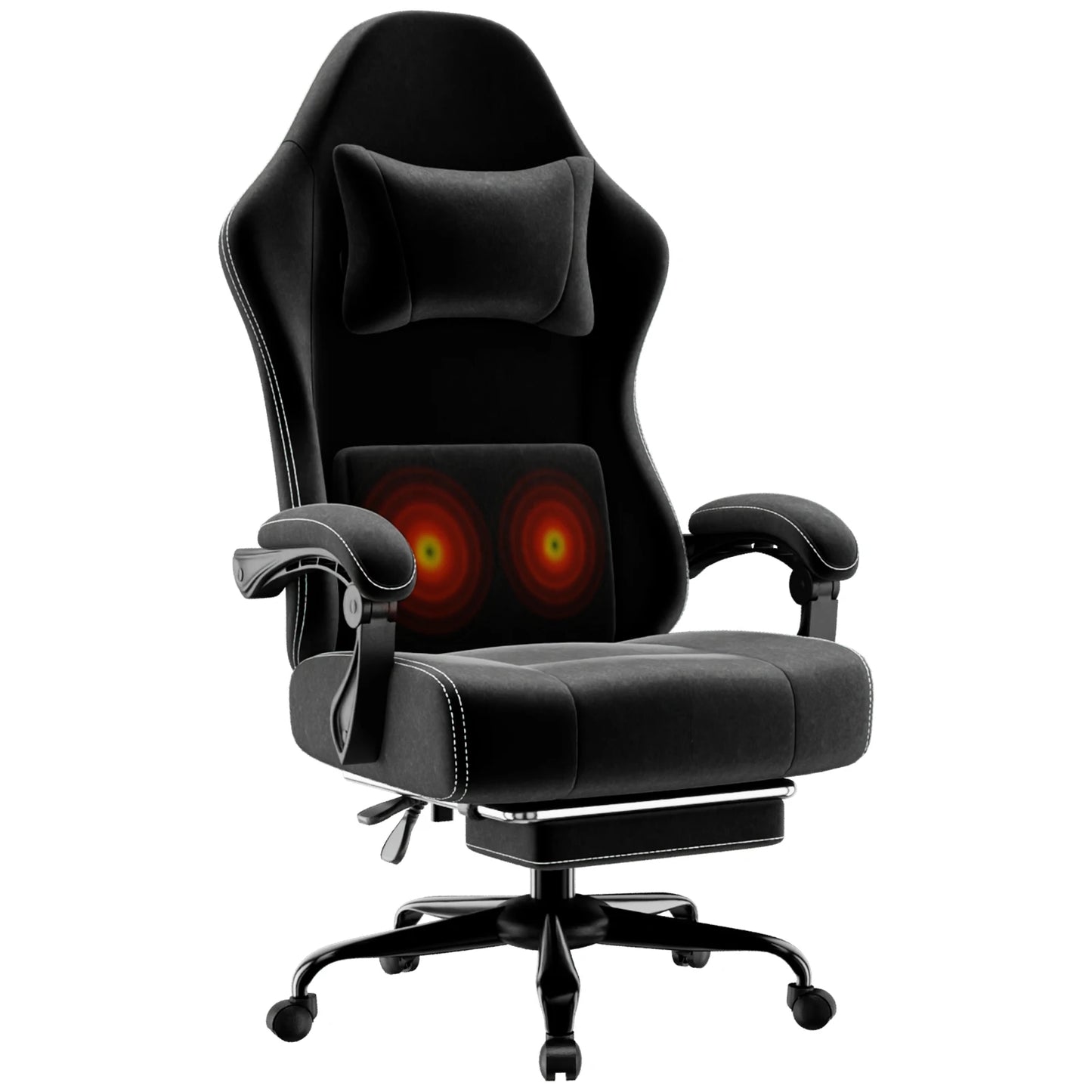 Ergonomischer elektronischer Gaming-Stuhl mit Massagefunktion, verstellbarer Lordosenstütze und Fußpedalen, Computer aus atmungsaktivem Stoff