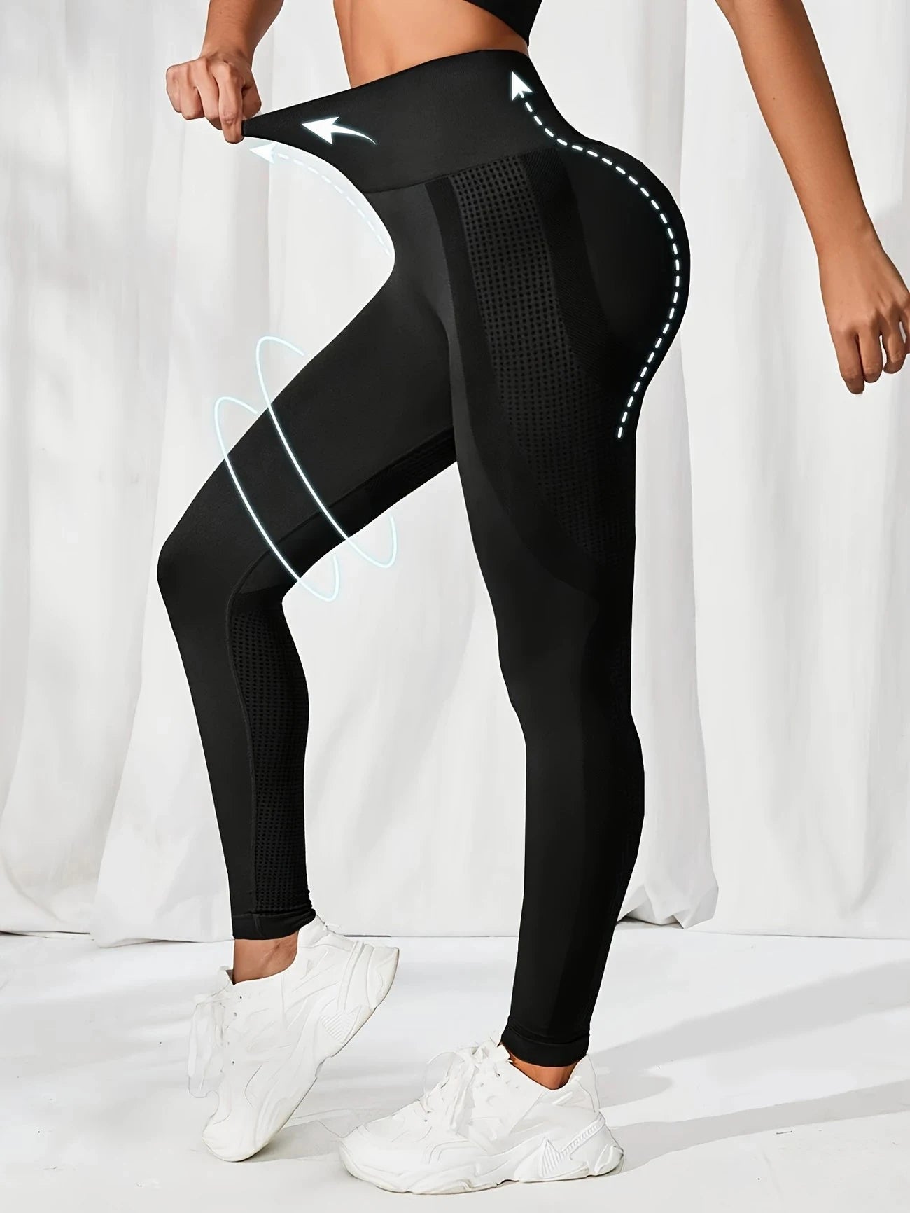 Atmungsaktive Yoga-Leggings mit hoher Taille für Damen, einfarbig, Bauchkontrolle, Sportbekleidung, bequeme Fitness-Studio-Strumpfhose, Activewear