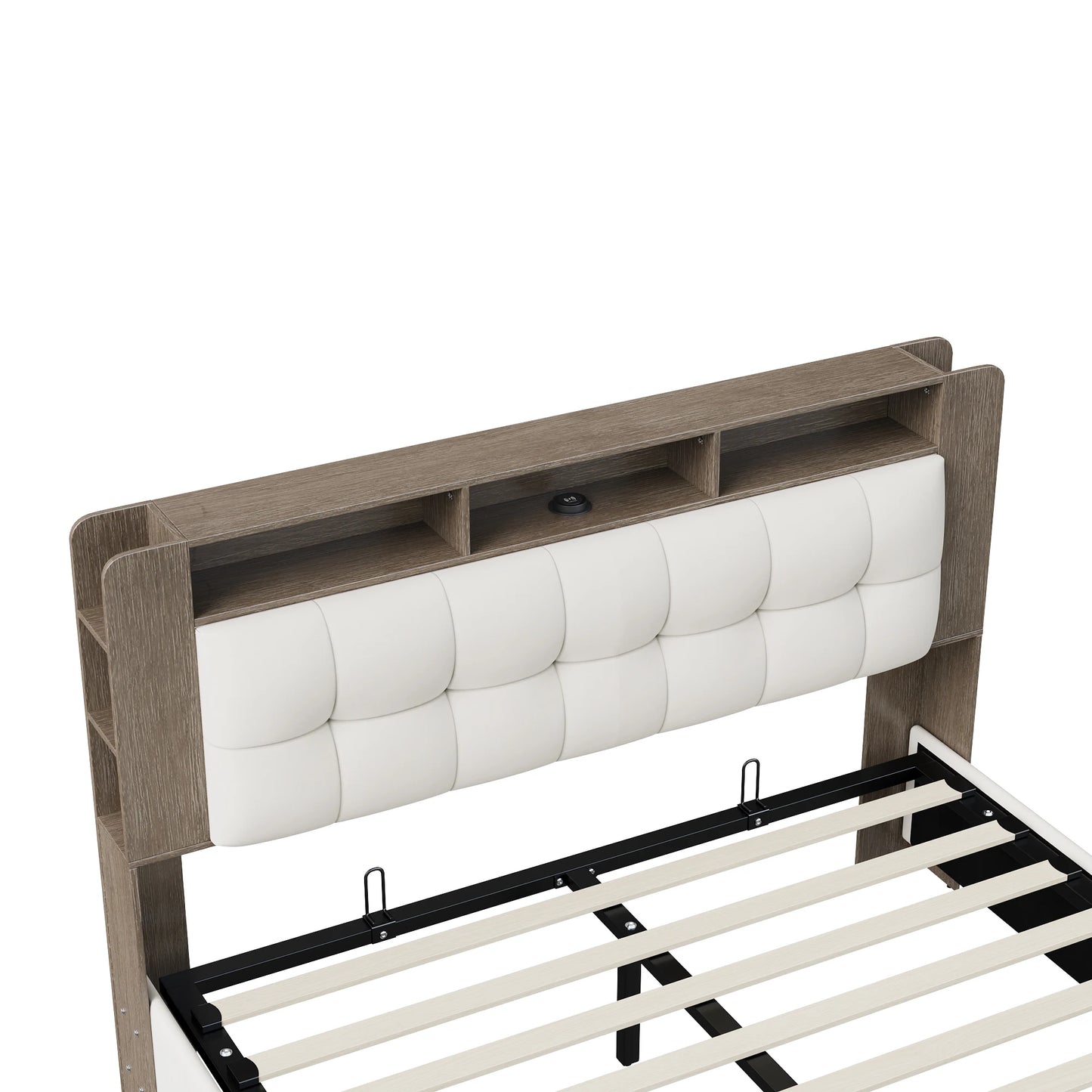 Lazyspace Samt-Rückenlehne, Holzlatten, hydraulisches Bett mit Bettkasten, Einzel- und Doppel-RGB-LED-Polsterbett, Bettrahmen
