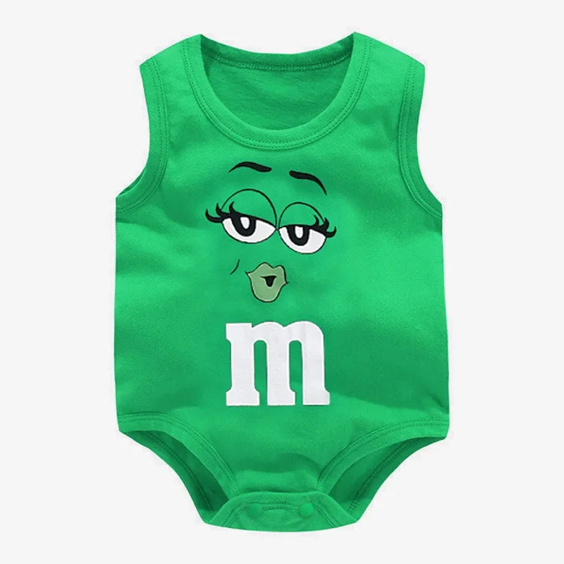 0-24M Neugeborenen Baby Baumwolle Body für Jungen und Mädchen Brief Drucken Lustige M Ärmellose Baby Strampler Sommer weiche Kleinkind Onesie