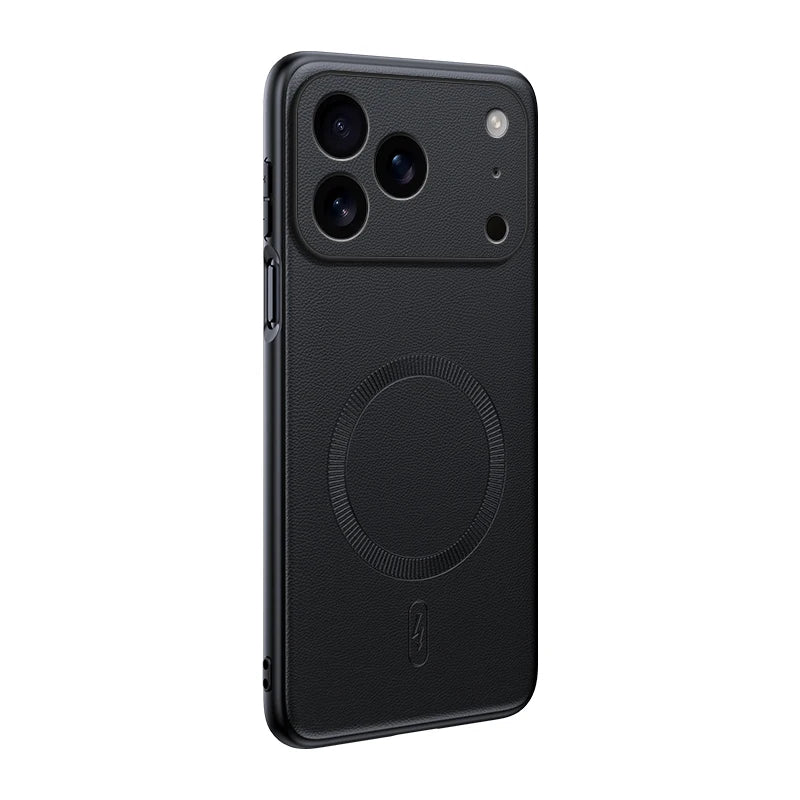 For Iphone 17 Pro Case Magnetic Leather Shield Cover For Iphone 17 Pro Anti-Fingerprint Non-Slip PC+TPU