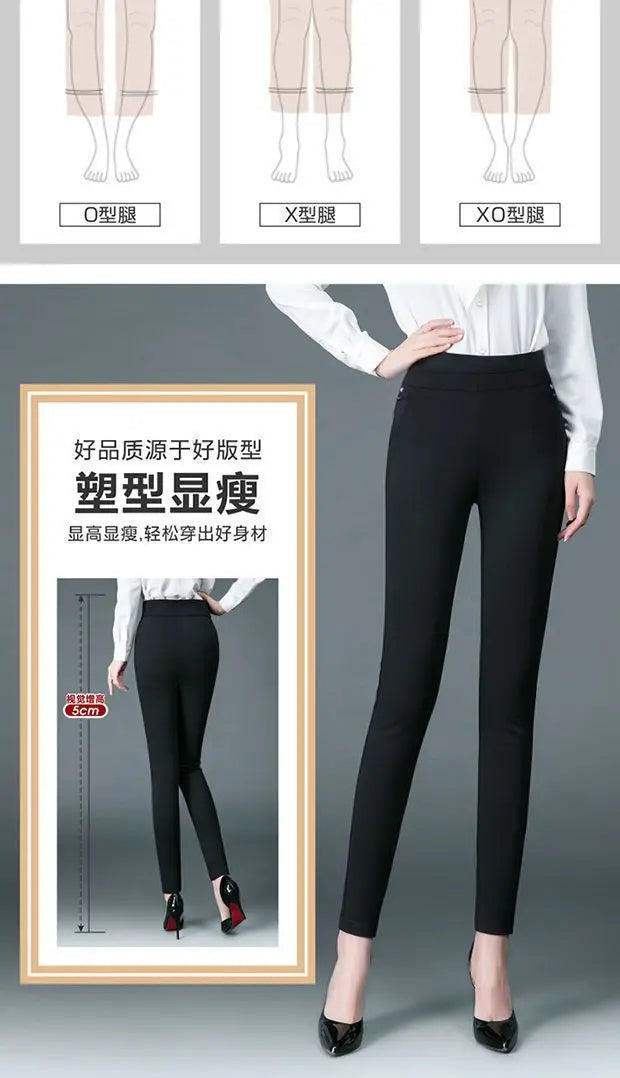 Büro Dame Koreanische Mode Gerade Hosen Weibliche Elastische Band Hohe Taille Feste Große Größe 5XL Frauen Herbst Elegante Hosen 2023
