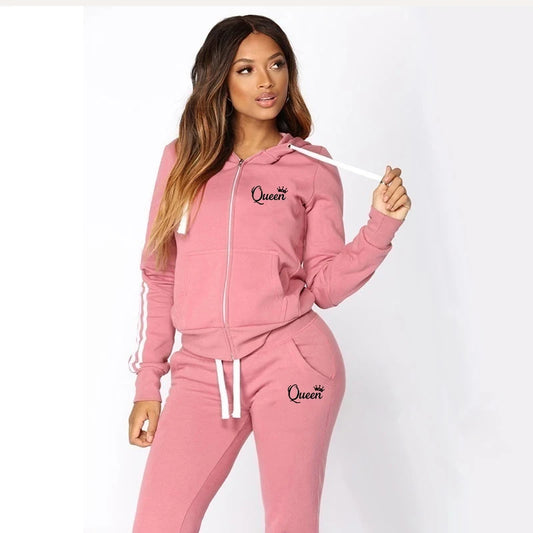 Hot Women's Fashion Tracksuit Striped Hoodies and Jogger Pants Ladies Daily Casual Clothes.