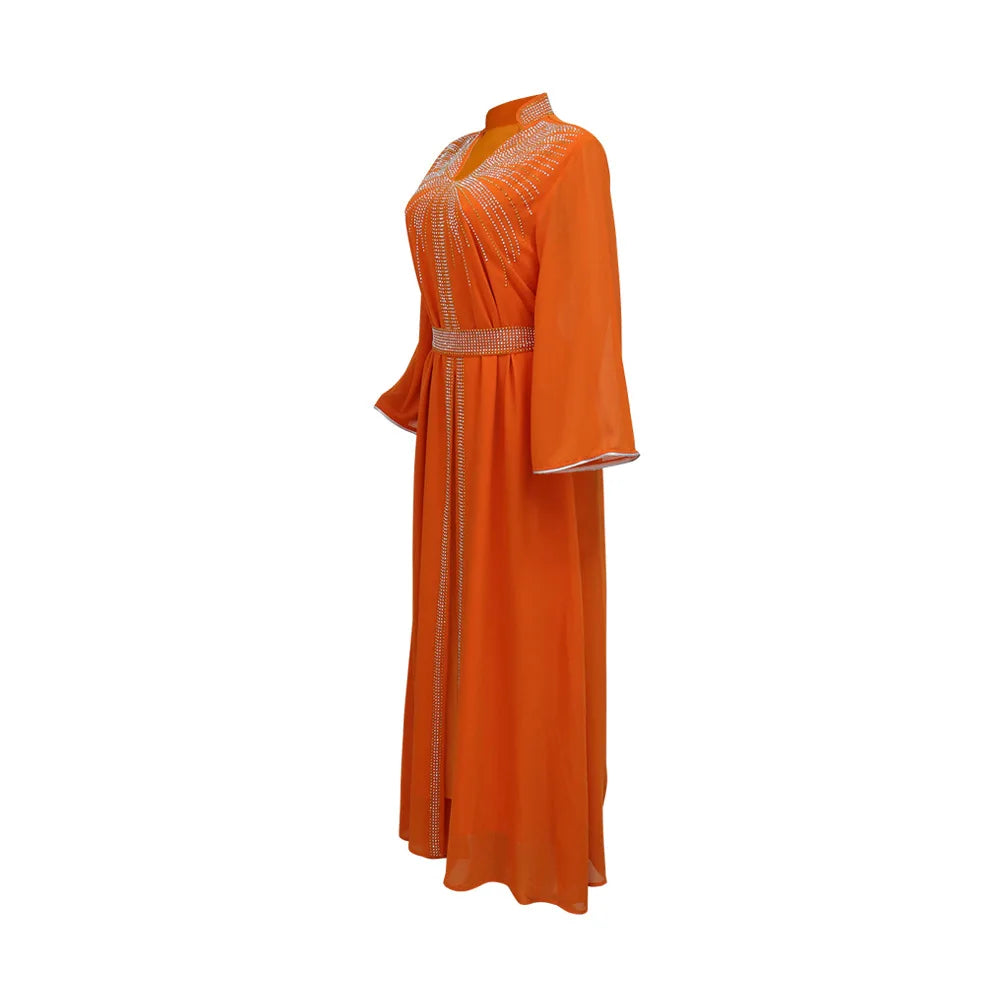 Uni Arabische Robe Mode Nahen Osten Muslimischen Kaftan Dubai Hot Fix Diamant Party Abendkleider für Frauen Kerb Stehkragen