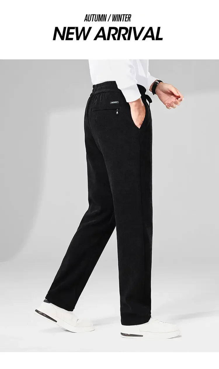 Herren-Freizeithose, verdickt, gerades Bein, warm, Herbst-Winter-Oberbekleidung, modisch, vielseitig, lockere Passform, sportlicher Stil