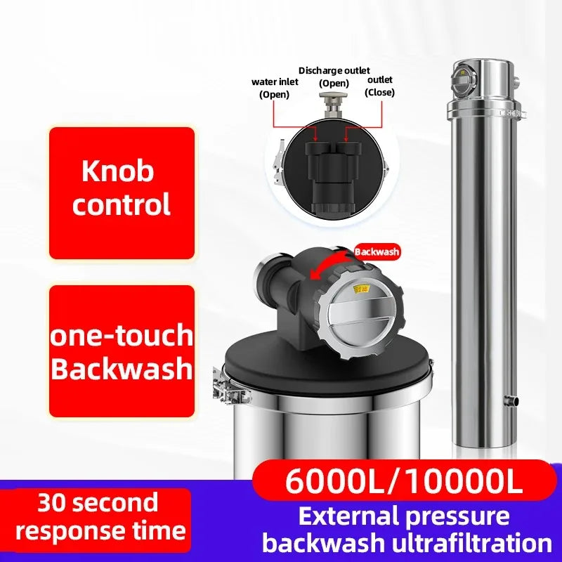 DIVEDEER 6000L Ultrafiltration Water Purifier External Pressure Backwash, 0.01 Micron High-Precision Filtration for Pure Water.