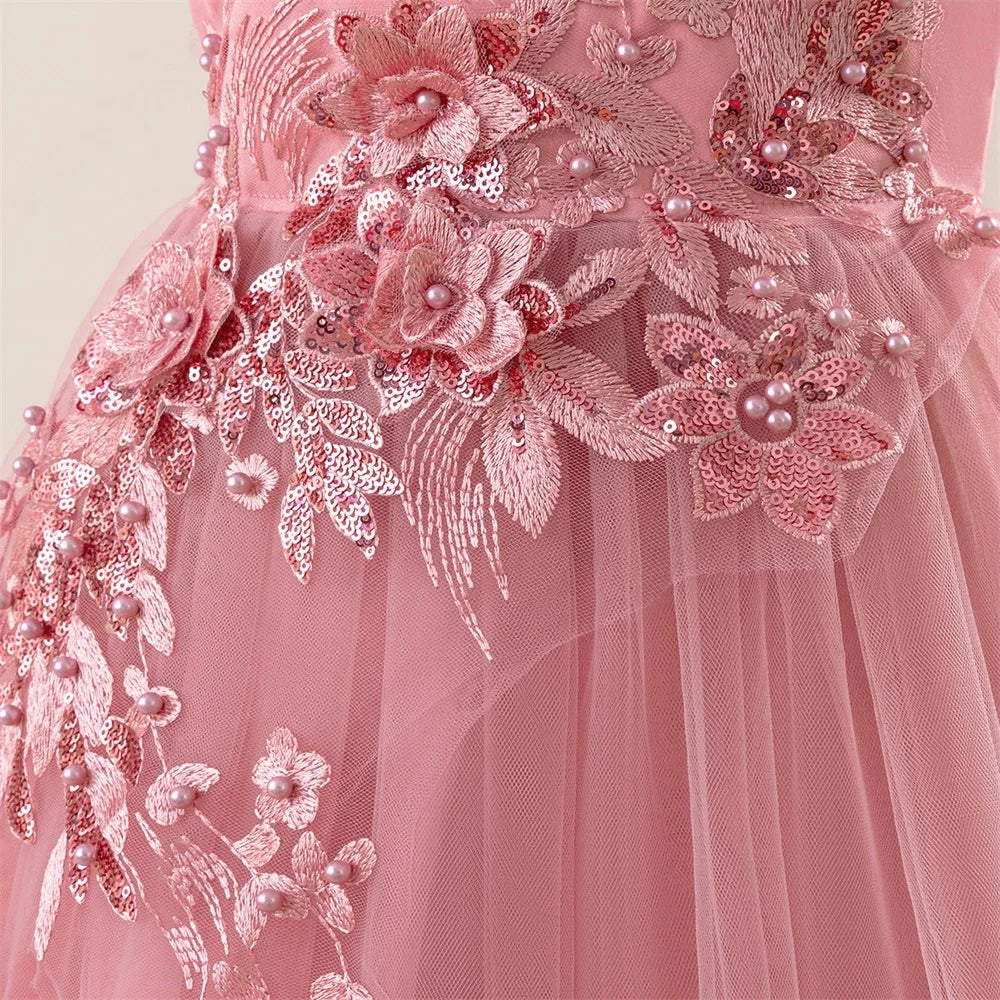Kinder Kleid Neue Geburtstag Party Mädchen Prinzessin Kleid Gestickte Mesh Hochzeit Blume Junge Elegante Kinder Abend Kleidung Kostüm
