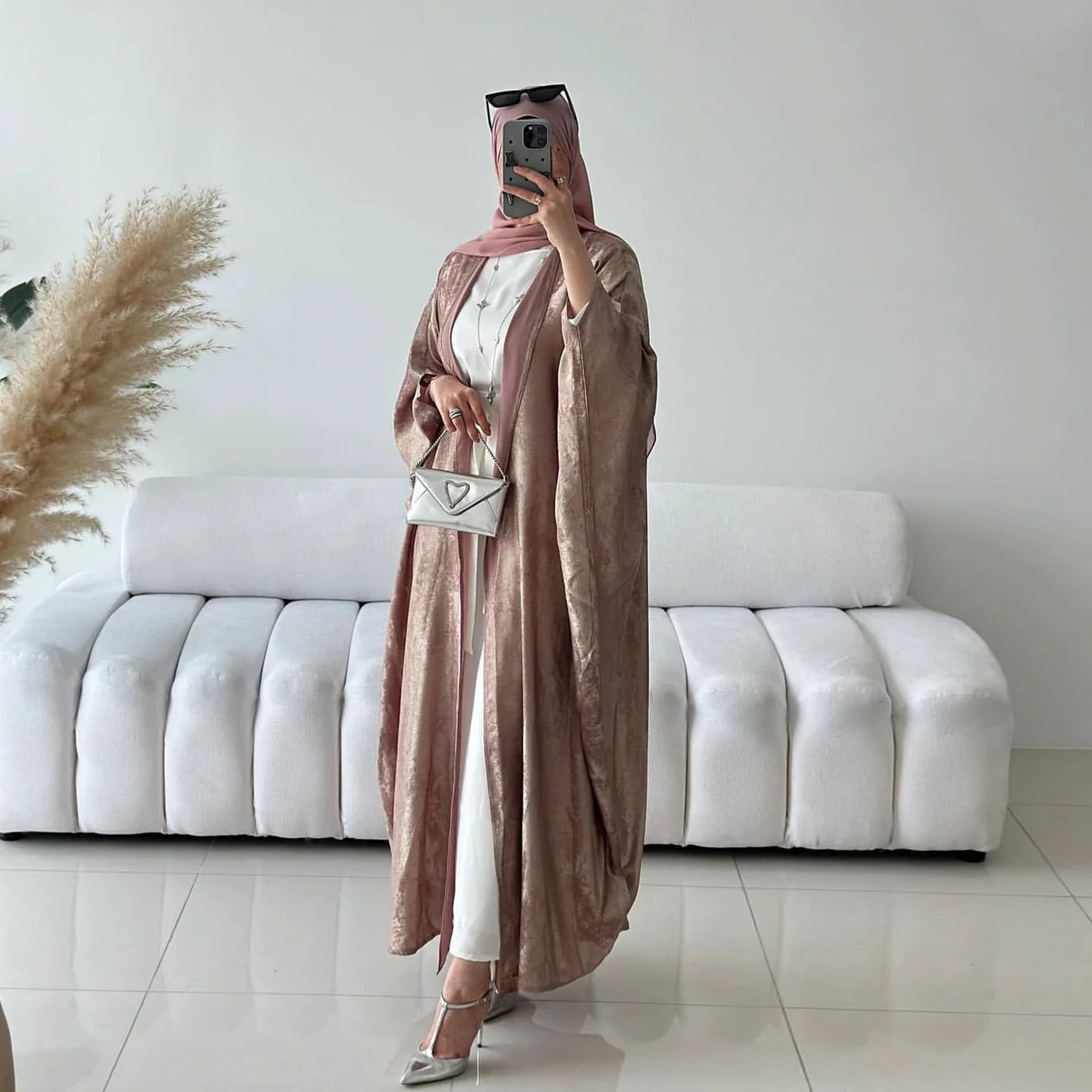 Mode Elegante Dubai Türkische Abaya Kleid Frauen Muslimische Frauen Muslimischen Kimino Kleid Abayas Vorne Offen Strickjacke
