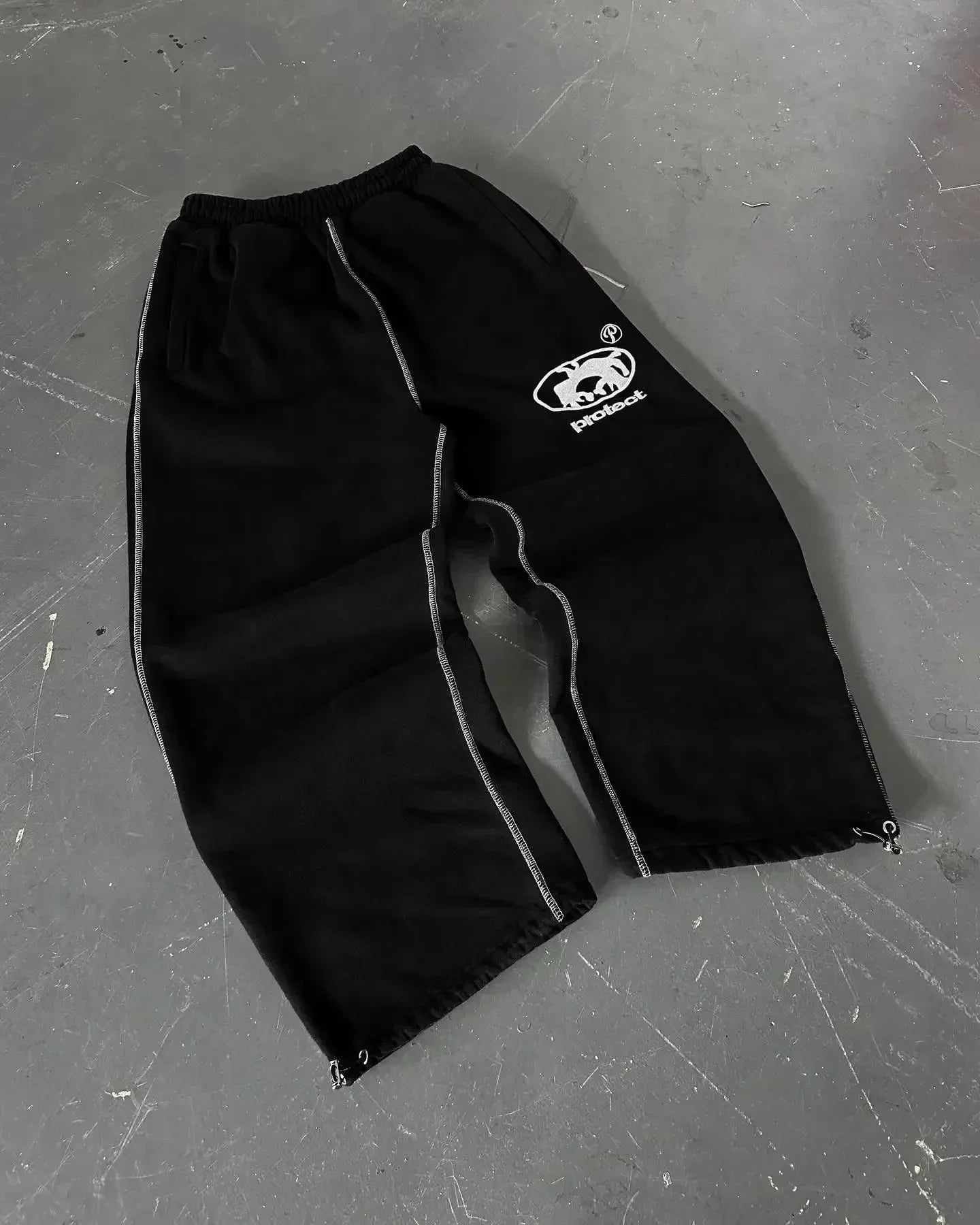 Y2K Retro Gerade Hosen Trainingsanzug Streetwear Hosen Personalisierte Hose Bein Zipper Stickerei Hip Hop Casual Jogger Männer Hosen