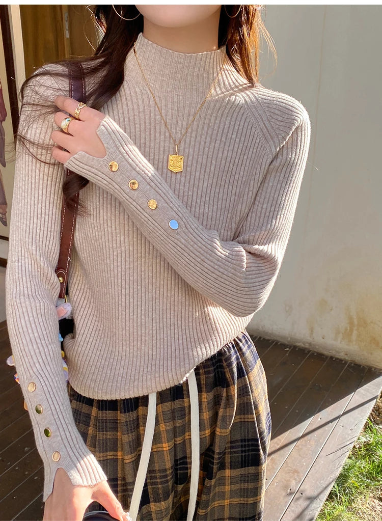 Herbst Winter Pullover Frauen Pullover Langarm Tops Kleidung Schlank Stricken Weiche Jumper Streetwear Taste Rollkragenpullover