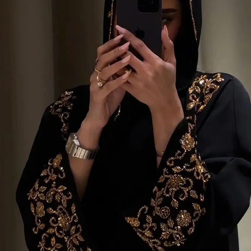 Muslim Women Dresses 3 Piece Sets Scarf Abaya Diamonds Ramadan Morocco Dubai Kaftan Party Vestidos Arab Long Robe Abayas Suits.