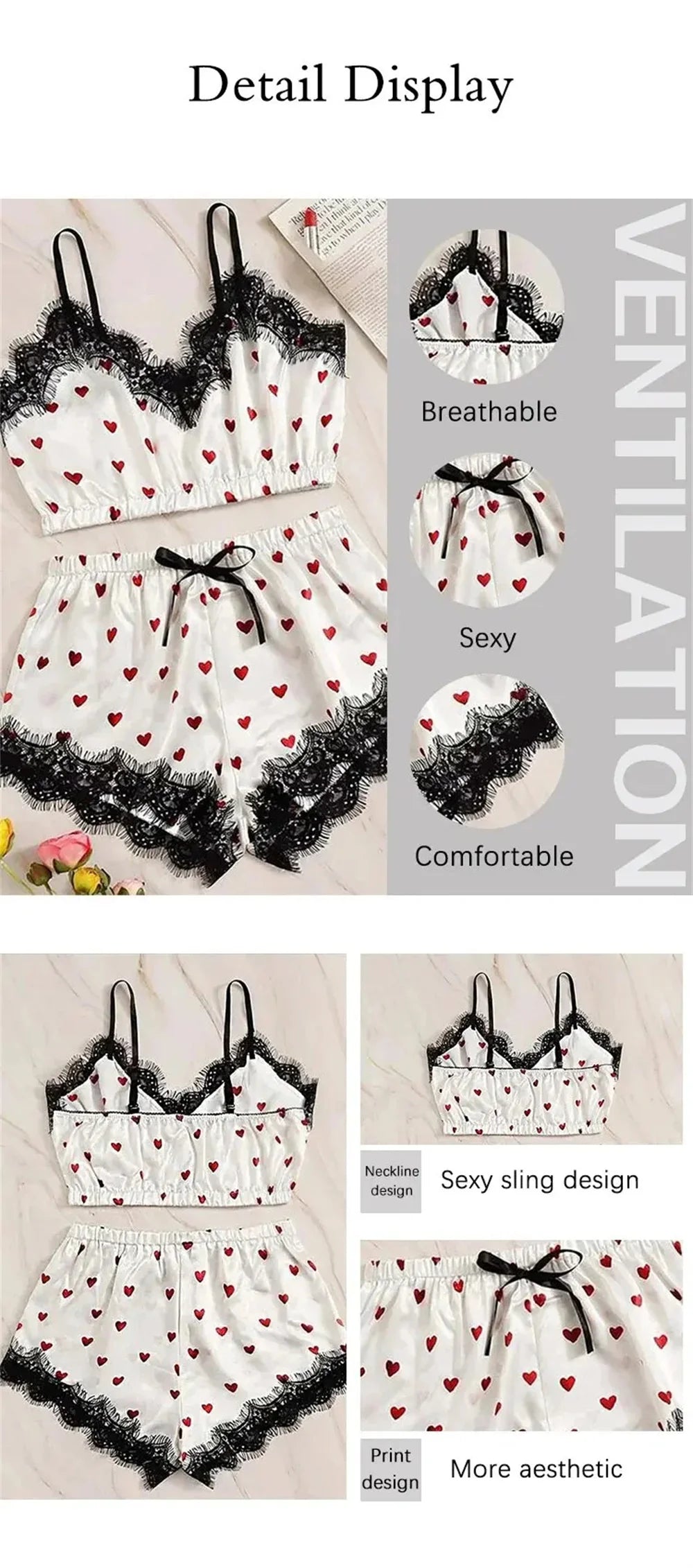 2PCS Pyjama Anzug Frauen Mode V-ausschnitt Stretch Satin Spitze Sexy Dessous Bowknot Pyjamas Schlaf Shorts Set Nachtwäsche Sling Set neue