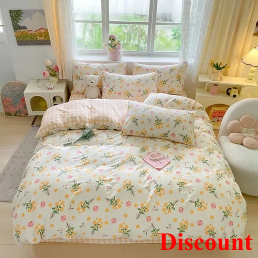2025 new Cotton Duvet Cover Set with 2 Pillowcases 1 bed sheet - Elegant & Breathable Bedding Set,Fade-Resistant, Multiple Sizes.