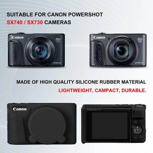 Camera Case for Canon PowerShot SX740 / SX730 Digital Camera, Soft Silicone Protective Bag Removable Lens Cover Accessories.