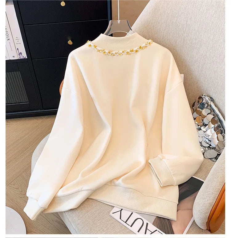 150kg Plus Size Damen büste Frühling Herbst lose neue chinesische Stil Sweatshirt lang ärmel ige geknöpfte Top 5xl 6xl 7xl 8xl 9xl