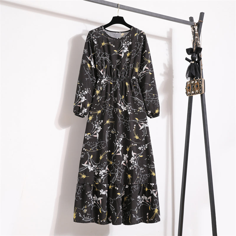 Frühling Sommer Frauen Maxi Kleider Casual Volle Hülse Floral Gedruckt Oansatz Frau Bohe Strand Party Lange Kleid Mujer Vestidos