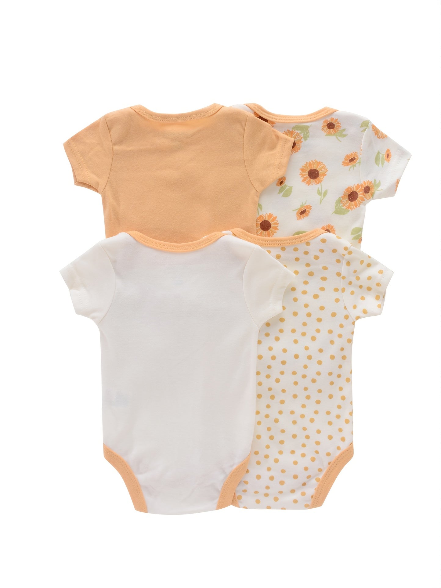 4PCS Neugeborenen Strampler Kurzarm Rundhals Cartoon Tier Blumen Drucken Body Onesies Für Baby Jungen Und Mädchen Kleidung